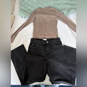 ZARA JEANS & GARAGE BROWN TOP